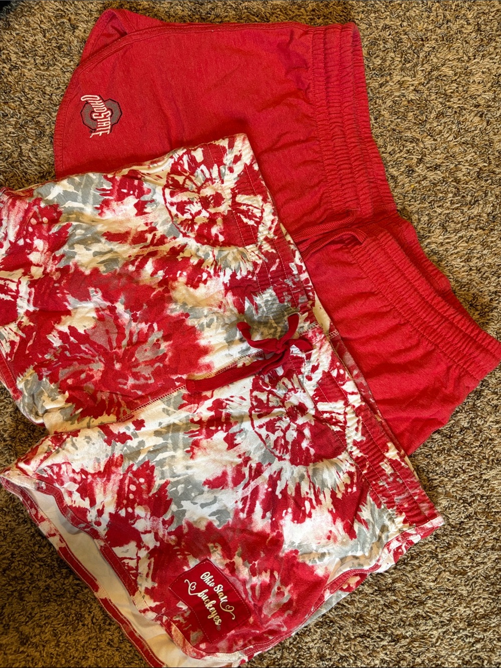 Colosseum Red Tie-Dye and Solid Red Athletic Shorts Set